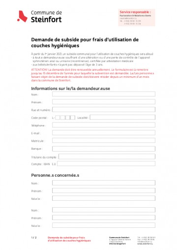 FR - Demande de subvention - couches hygiéniques