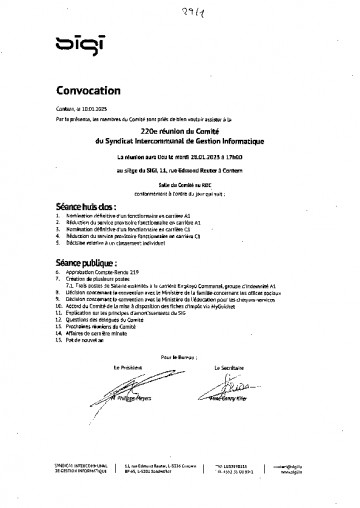 SIGI - convocation du 28.01.2025