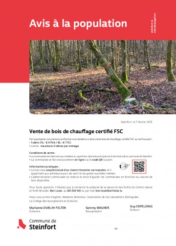 Avis Vente de bois de chauffage certifié FSC