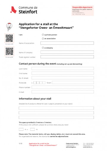 EN - Demande pour un emplacement au Stengeforter Owes-an Emweltmaart