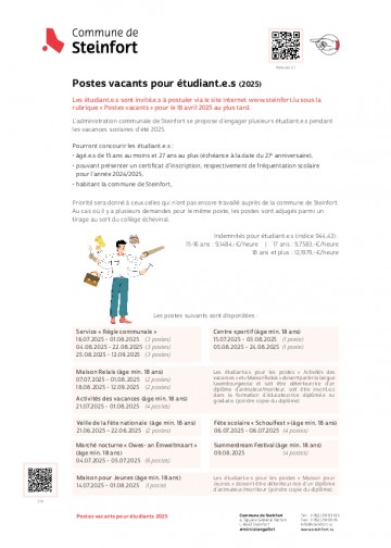 FR - Postes vacants pour étudiant.e.s - 2025