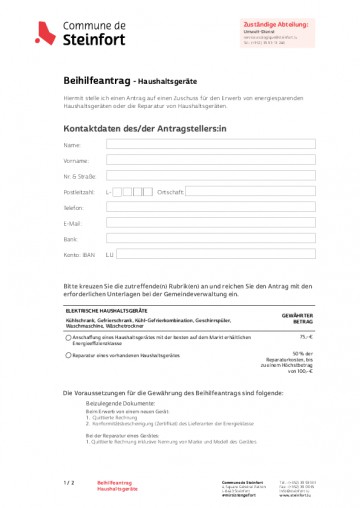 DE - Beihilfeantrag - Haushaltsgeräte (appareils électroménagers)