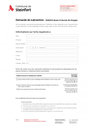 FR - Demande de subvention - Mobilité douce